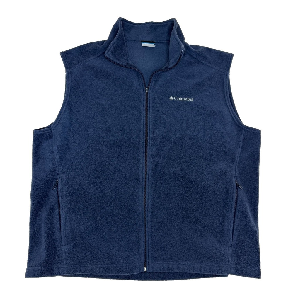 Columbia Sportswear Steens Mountain Fleece Men's Vest Sz XXL Navy Blue Full Zip